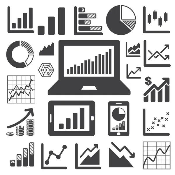 Business Graph icon set — Stock Vector