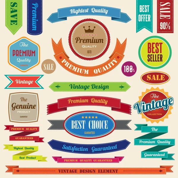 Set Retro Vintage Badges en Etiketten — Stockvector