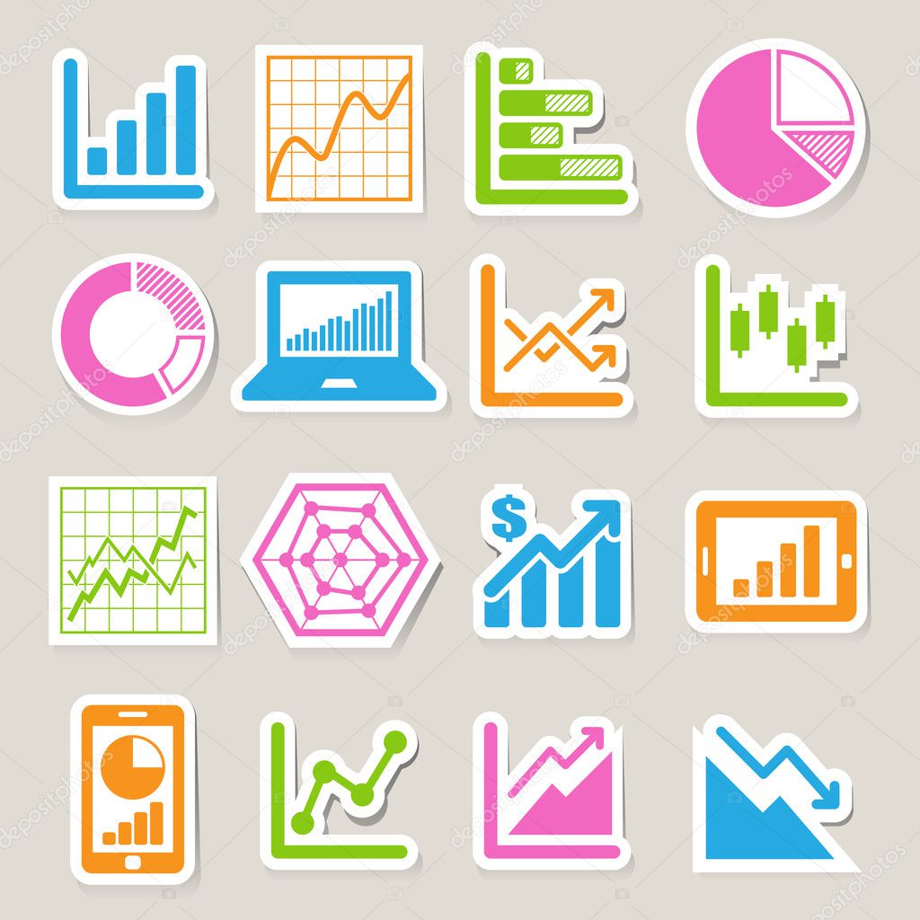 Business Graph sticker icon set
