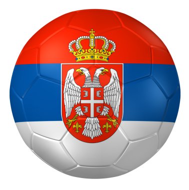 Bir futbol topu 3d render. ( Sırbistan Bayrak Deseni )