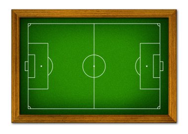 ahşap çerçeve içinde futbol sahası.