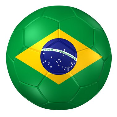 Bir futbol topu 3d render. ( Brezilya Bayrak Deseni )