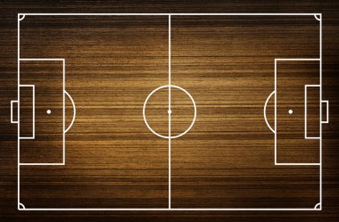 Bir futbol sahası Illustration. (Ahşap desen)