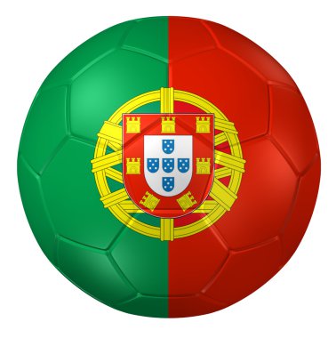 Bir futbol topu 3d render. ( Portekiz Bayrak Deseni )