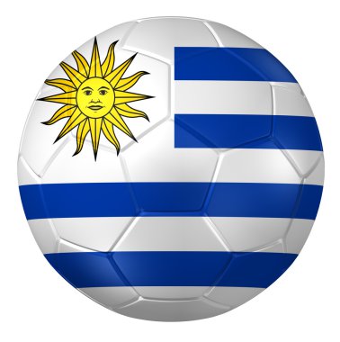 Bir futbol topu 3d render. (Uruguay Bayrak Deseni )