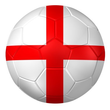 Bir futbol topu 3d render. ( İngiltere Bayrak Deseni )