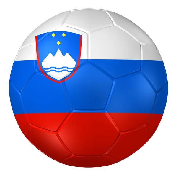 サッカーボールの3Dレンダリング。(スロベニアフラグパターン ) — ストック写真