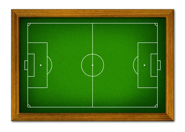 Soccer field in the wooden frame. — Stock Photo, Image
