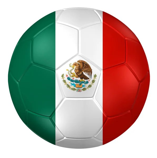 3D representación de una pelota de fútbol. (Patrón de bandera de México  ) — Foto de Stock