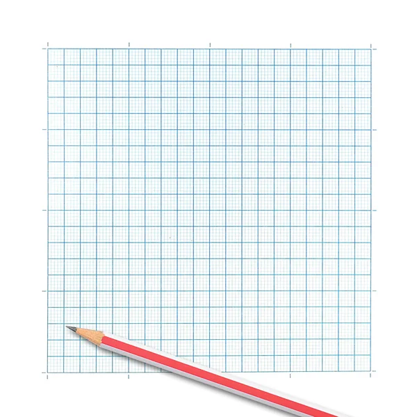 Colored pencil on graph paper background — Stock Photo, Image