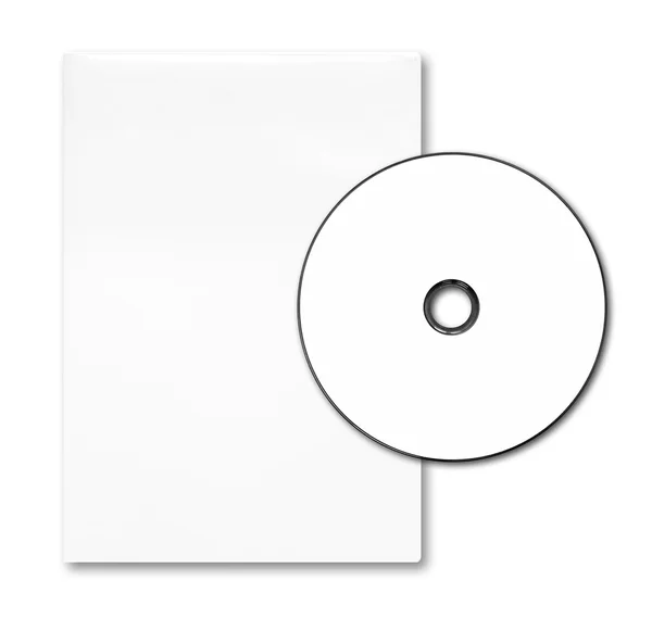 Caixa de DVD branco em branco e disco — Fotografia de Stock