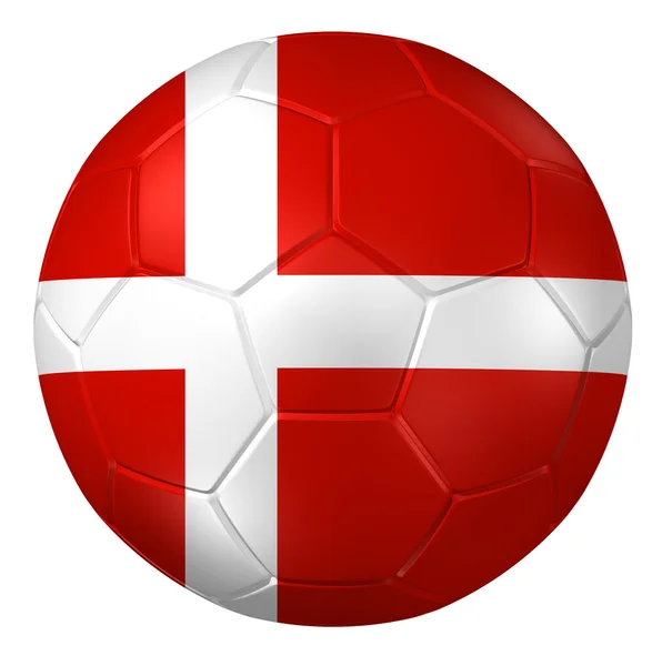 3D representación de una pelota de fútbol. (Patrón de bandera de Dinamarca  ) — Foto de Stock