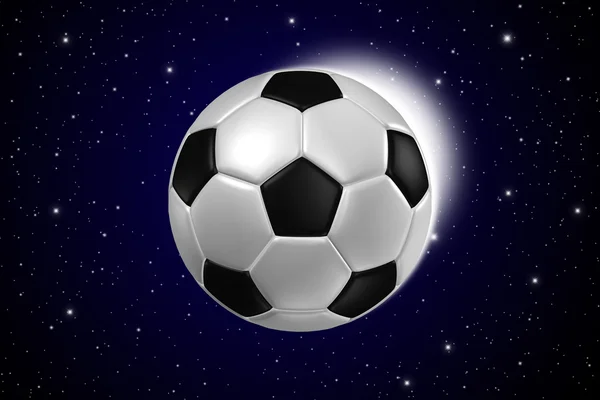 Fußball auf dunkler Galaxie. — Stockfoto