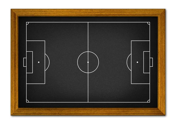 Voetbalveld in het houten frame. — Stockfoto