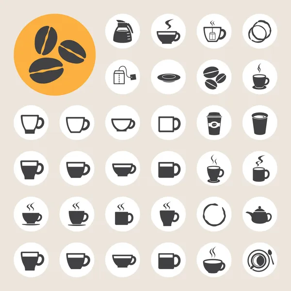 Taza de café y taza de té icono conjunto . — Vector de stock