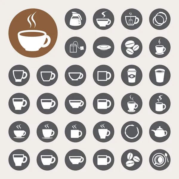 Taza de café y taza de té icono conjunto . — Vector de stock