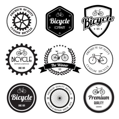 Set of bicycle retro vintage badges and labels. clipart