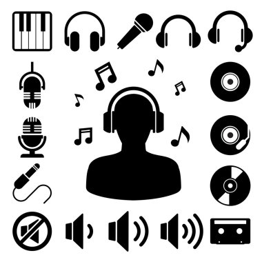 Müzik simgesi seti.