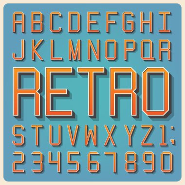 Retro type font, vintage typography . clipart
