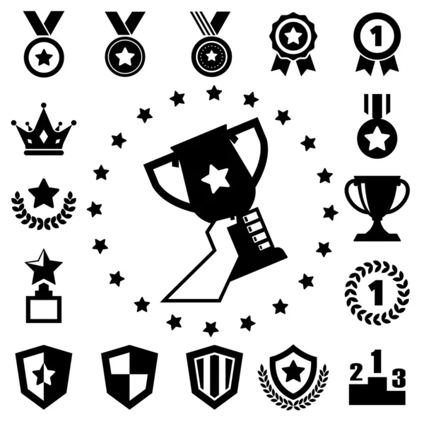 Trophy and awards icons set — Stock Vector