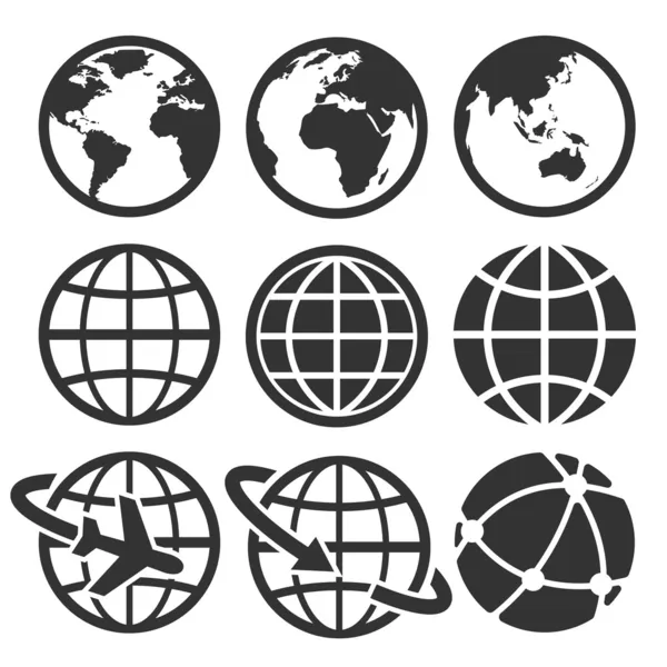 Earth vector icons set. — Stock Vector