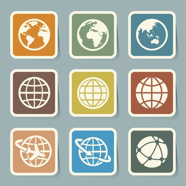 Earth vector icons set. — Stock Vector