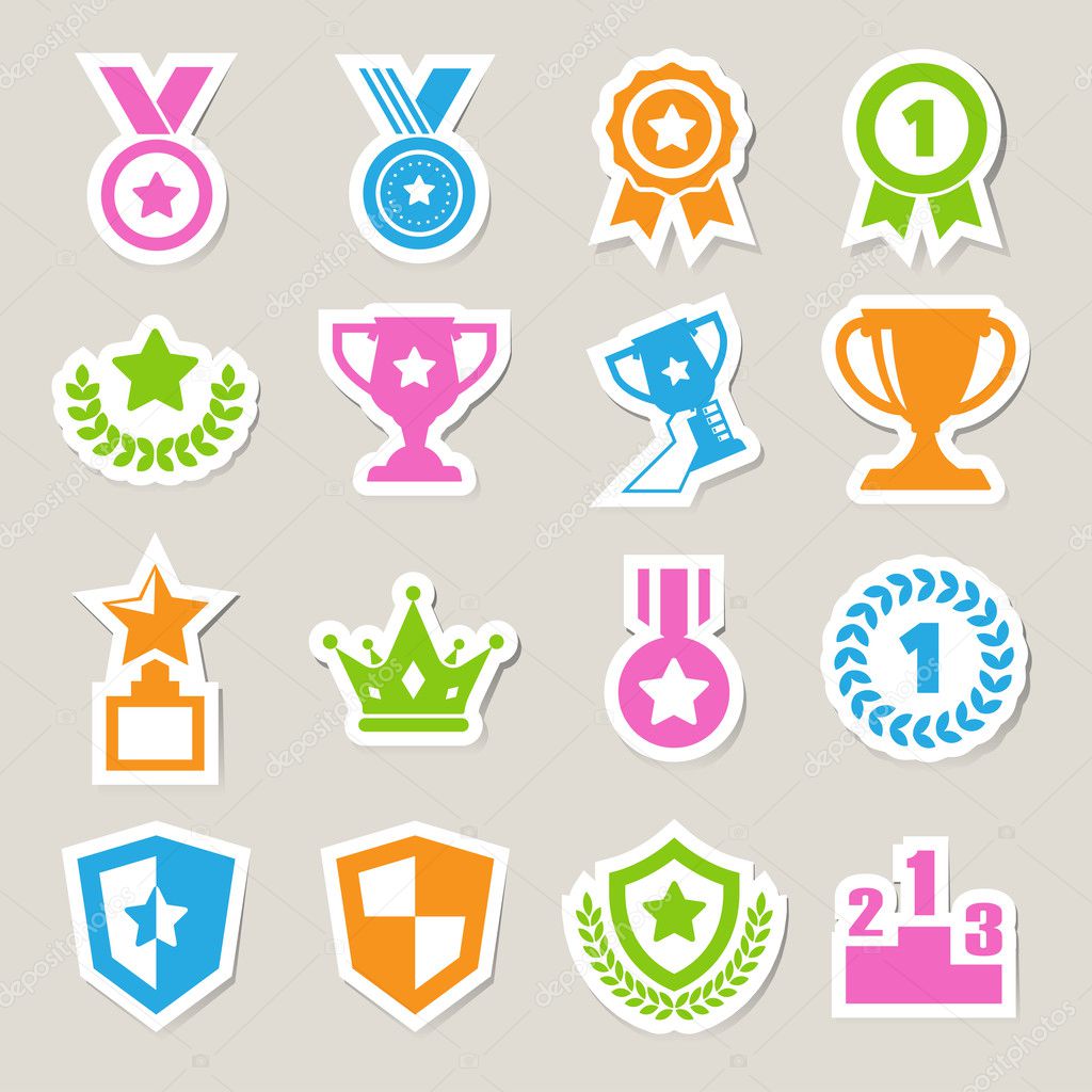 Trophy and awards icons set