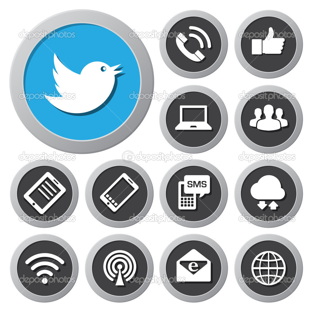 Mobile devices and network icons set.