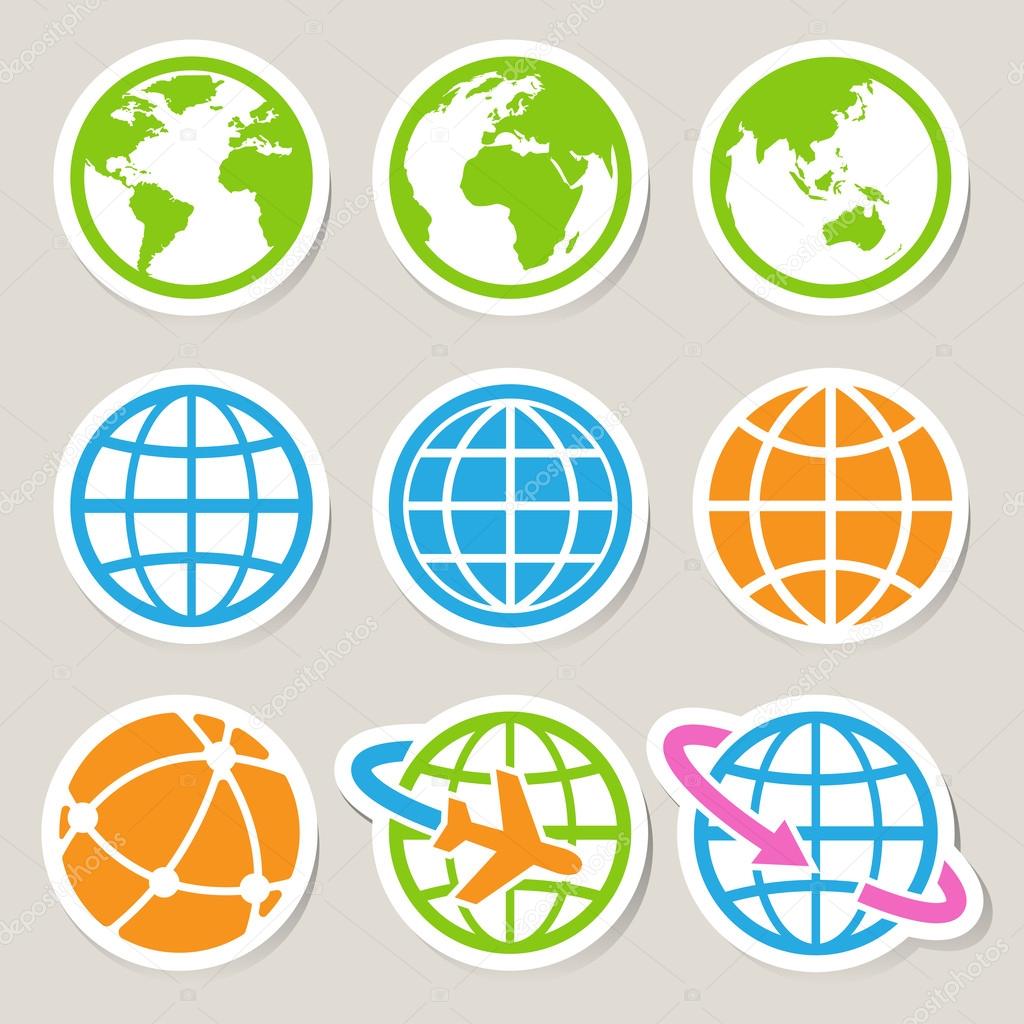 Earth vector icons set.