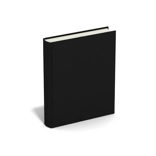 Livro em branco com capa preta sobre fundo branco. — Fotografia de Stock