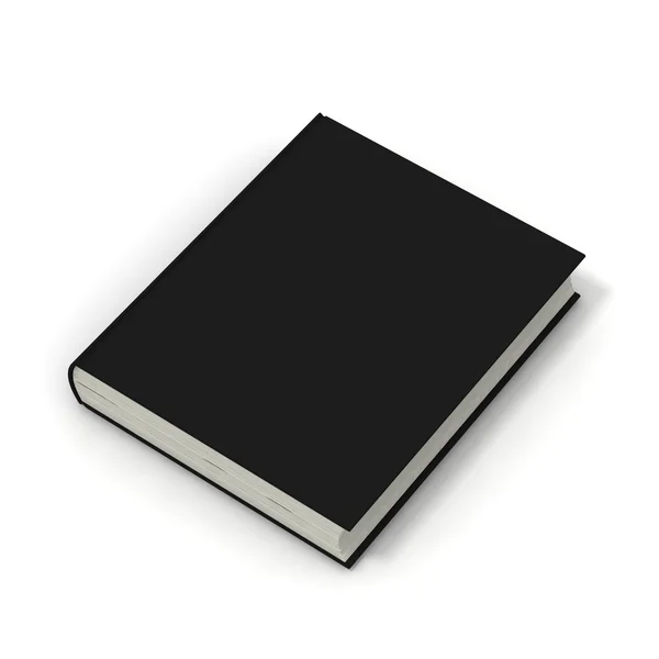 Livro em branco com capa preta sobre fundo branco. — Fotografia de Stock