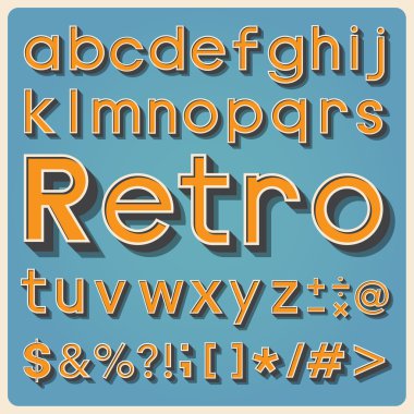 Retro type yazı tipi, vintage tipografi.