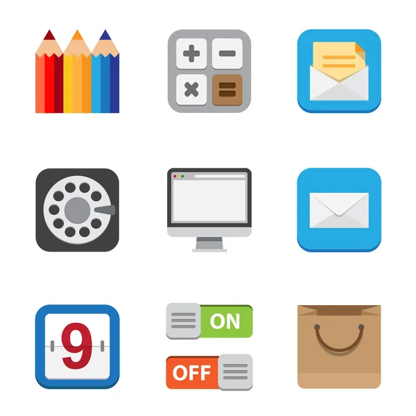 Business and interface flat icons set — Stock Photo, Image
