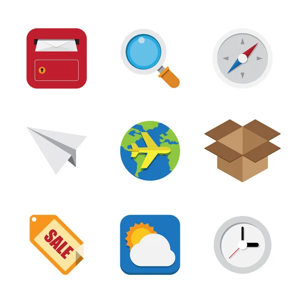 Business and interface flat icons set — Stock Photo, Image