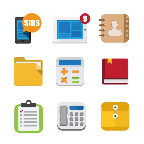 Business and interface flat icons set, Illustration — Stock Photo, Image