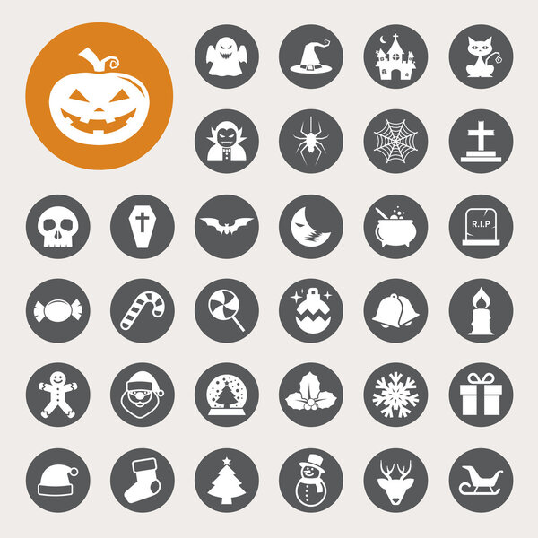 Christmas & Halloween icon set