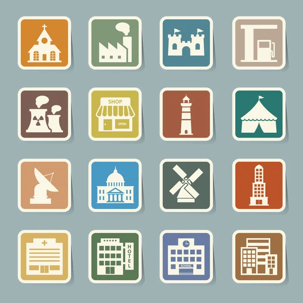 Buildings icon set — Stock Vector