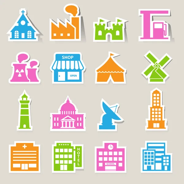 Set di icone degli edifici — Vettoriale Stock