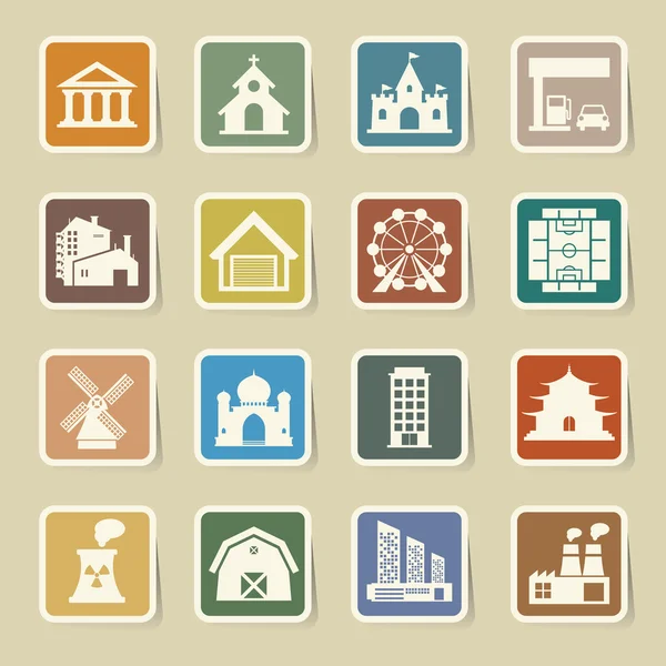 Buildings icon set — Stock Vector