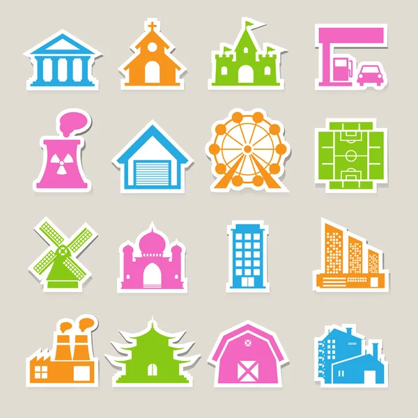 Byggnader ikon set — Stock vektor
