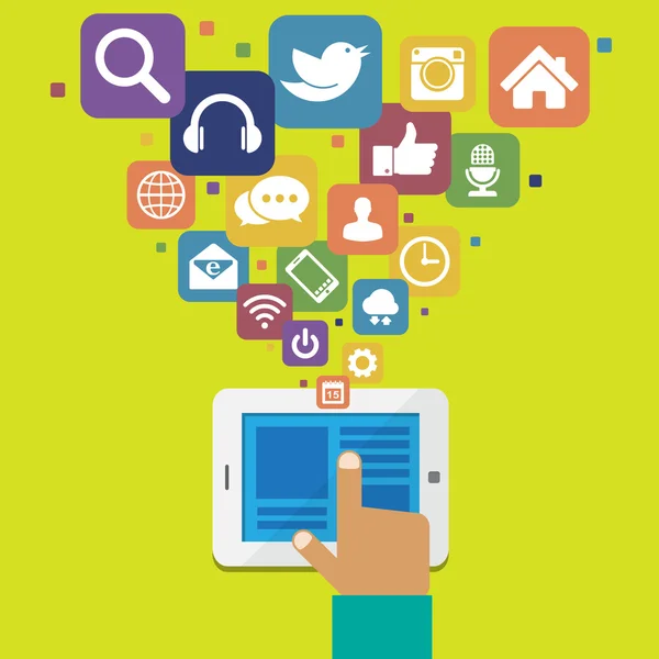 Sosyal Medya Icons tablet — Stok Vektör