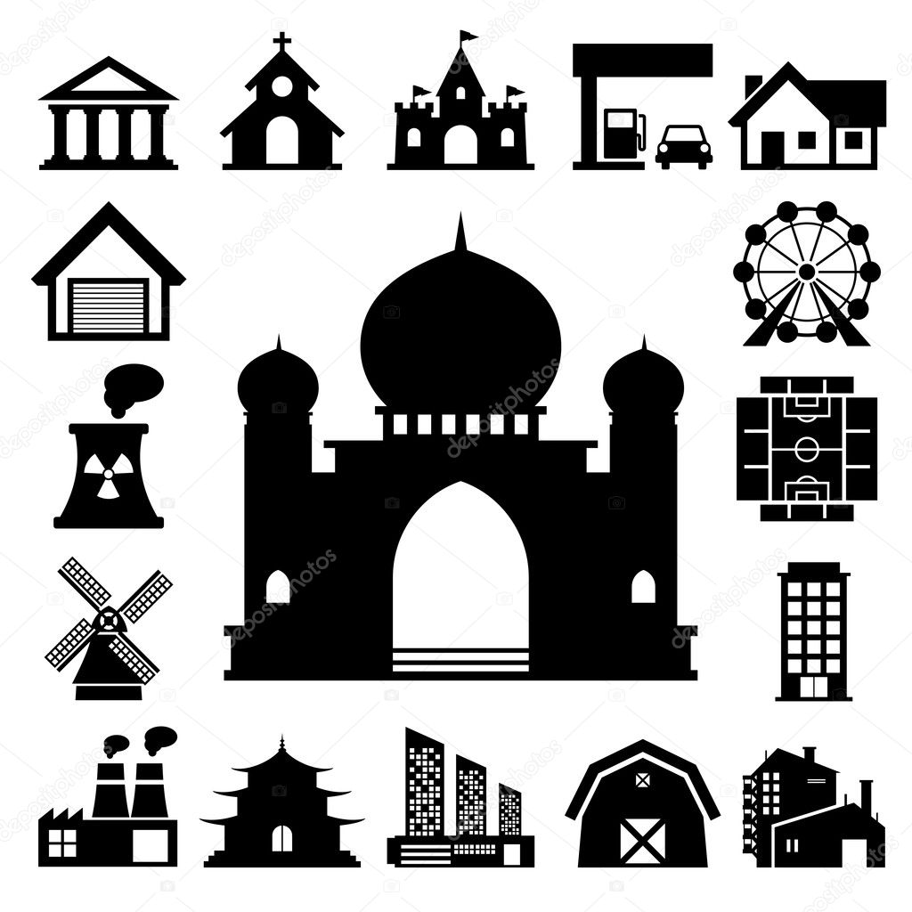 Buildings icon set