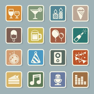 kutlama ve parti simge seti.