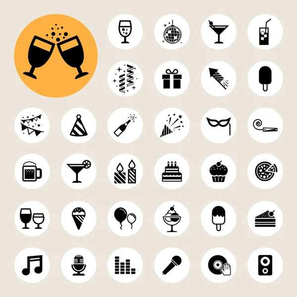 Conjunto de iconos fiesta y celebración . — Vector de stock