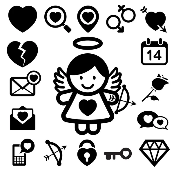 Día de San Valentín iconos conjunto. — Archivo Imágenes Vectoriales