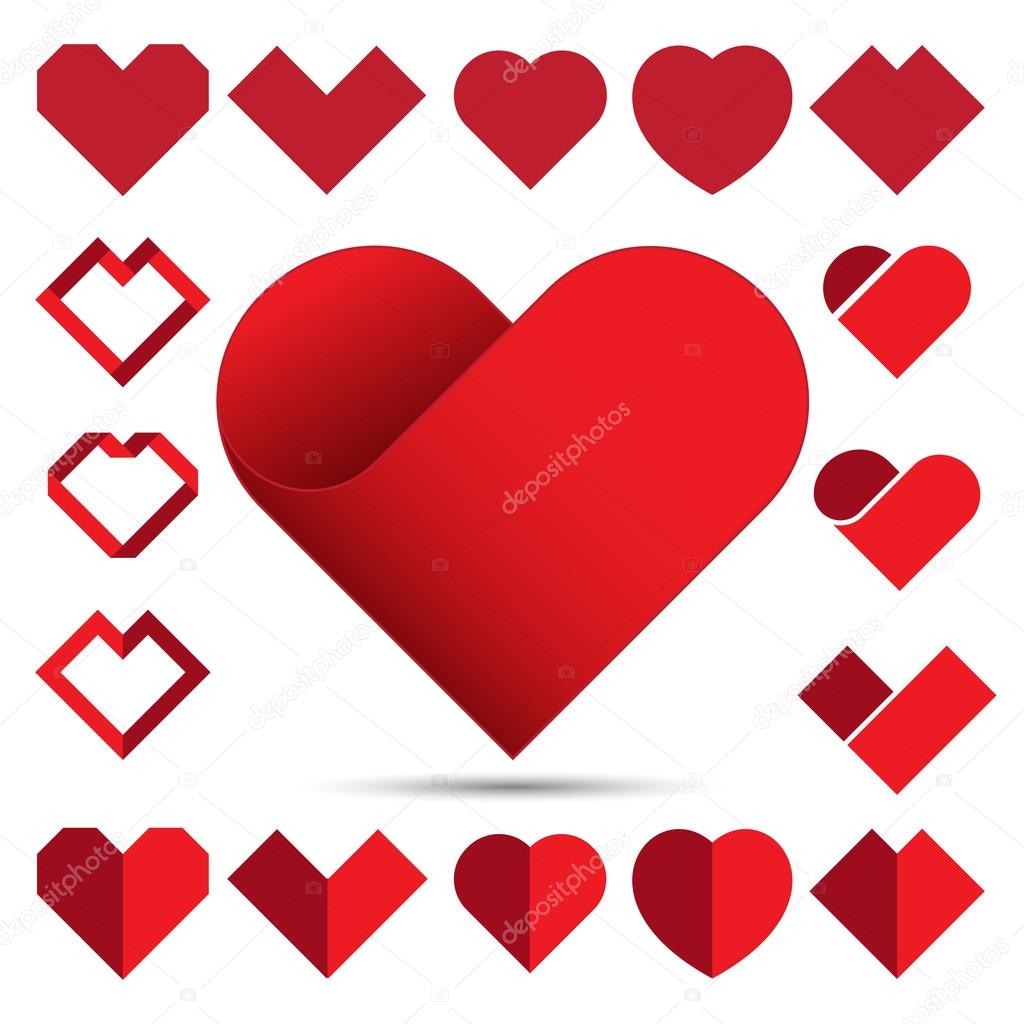 Red heart icon set . Illustration eps10