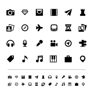 Retina travel and entertainment icon set clipart