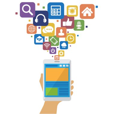 Sosyal medya simgelerine sahip akıllı telefon