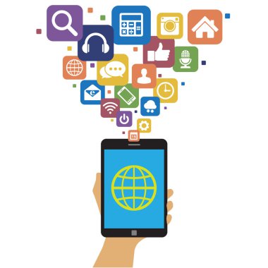 Sosyal medya simgelerine sahip akıllı telefon