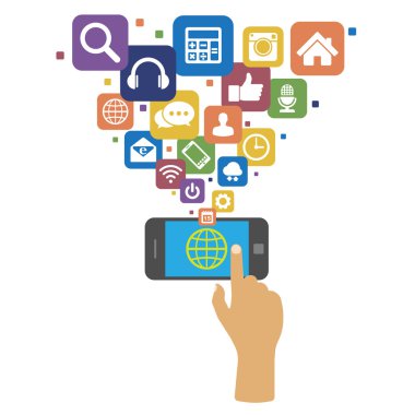 Sosyal medya simgelerine sahip akıllı telefon